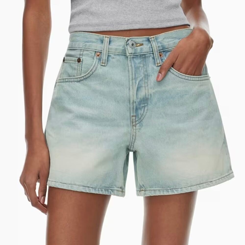 RE/DONE Mid Rise Boy Short Ranch Water Light Wash Organic Cotton Sz 26